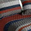 [Morning Stripe] 3PC Vermicelli-Quilted Striped Quilt Set (Full/Queen Size) - ONITIVA-QTS01006-23