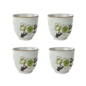 4Pcs Japanese Style Plum Flower Ceramic Teacups Small Straight Wine Cups 150ML - Default