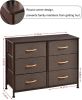 Dresser Closet with 6 Drawers; Storage Tower Unit for Bedroom; Hallway; Closet; Office Organization; Wood Top; Easy Pull Fabric Bins - Brown