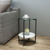 2-layer Tempered Glass End Table; Round Coffee Table